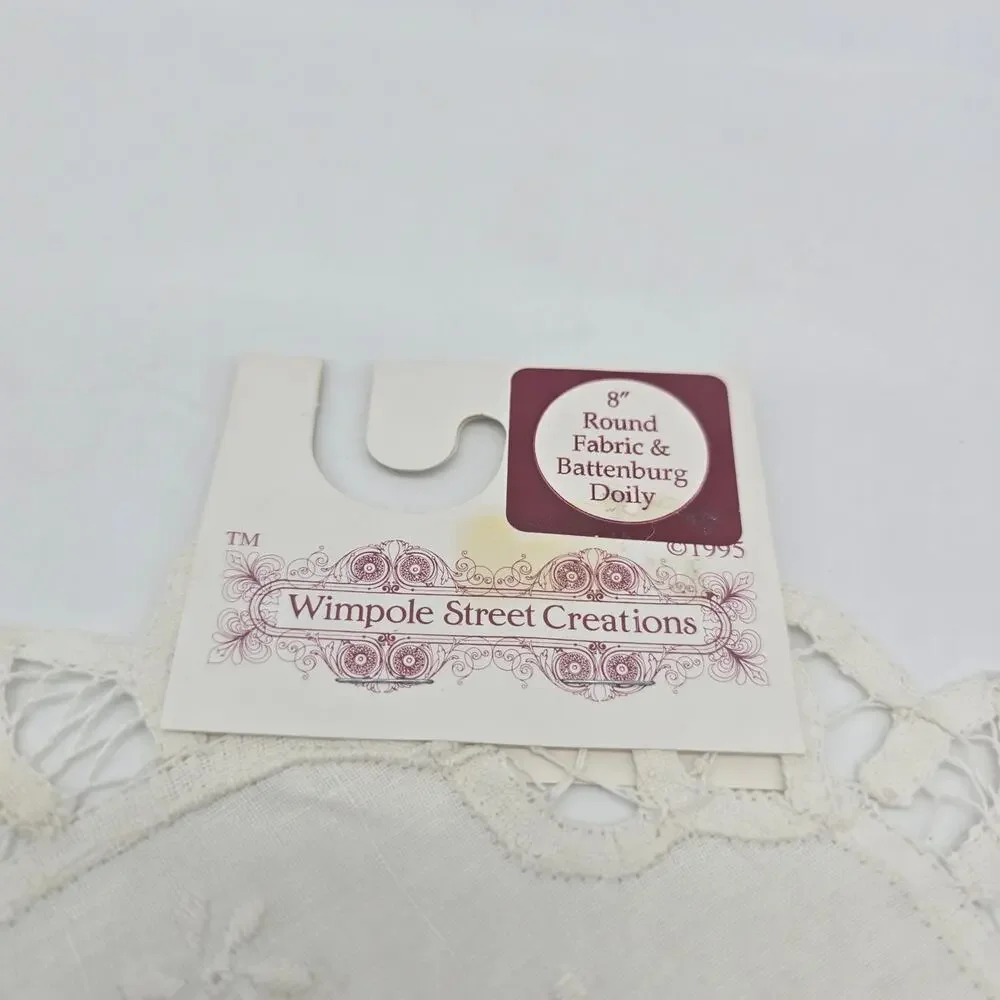 Vintage Battenburg Lace Doily Set of 2 Wimpole Street Creations  Lace Doilies